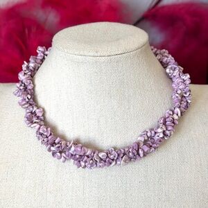 Chunky Purple Shell Choker Necklace